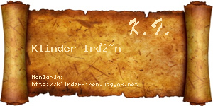 Klinder Irén névjegykártya
